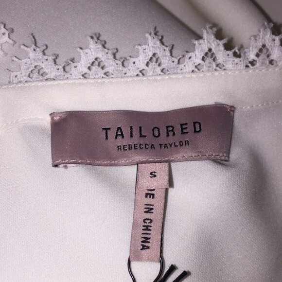 Rebecca Taylor Tailored SL Silk Lace Tank Top Snow 115 Size Small - Picture 8 of 13